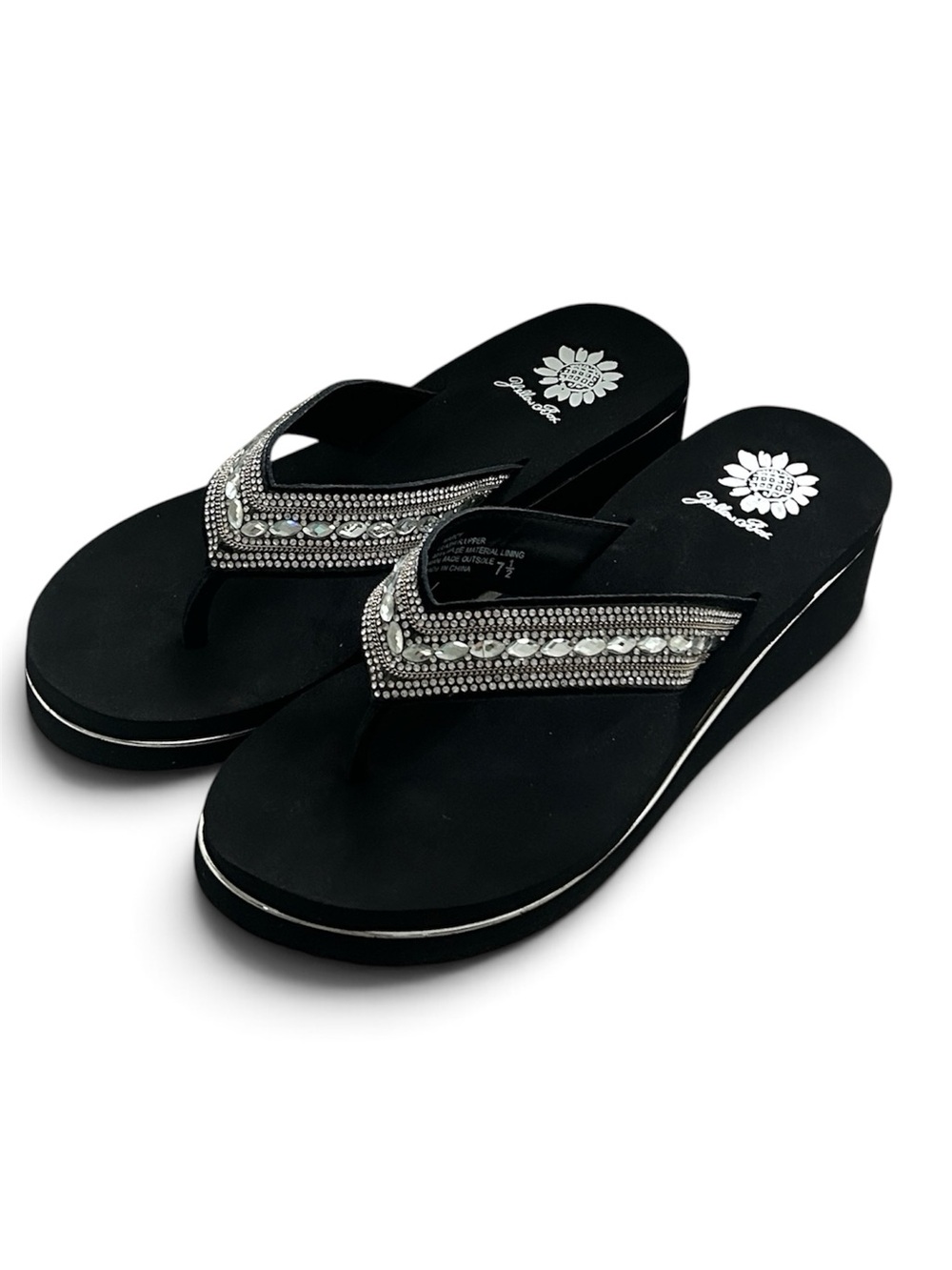 NEW Yellow Box Wedge Flip Flops